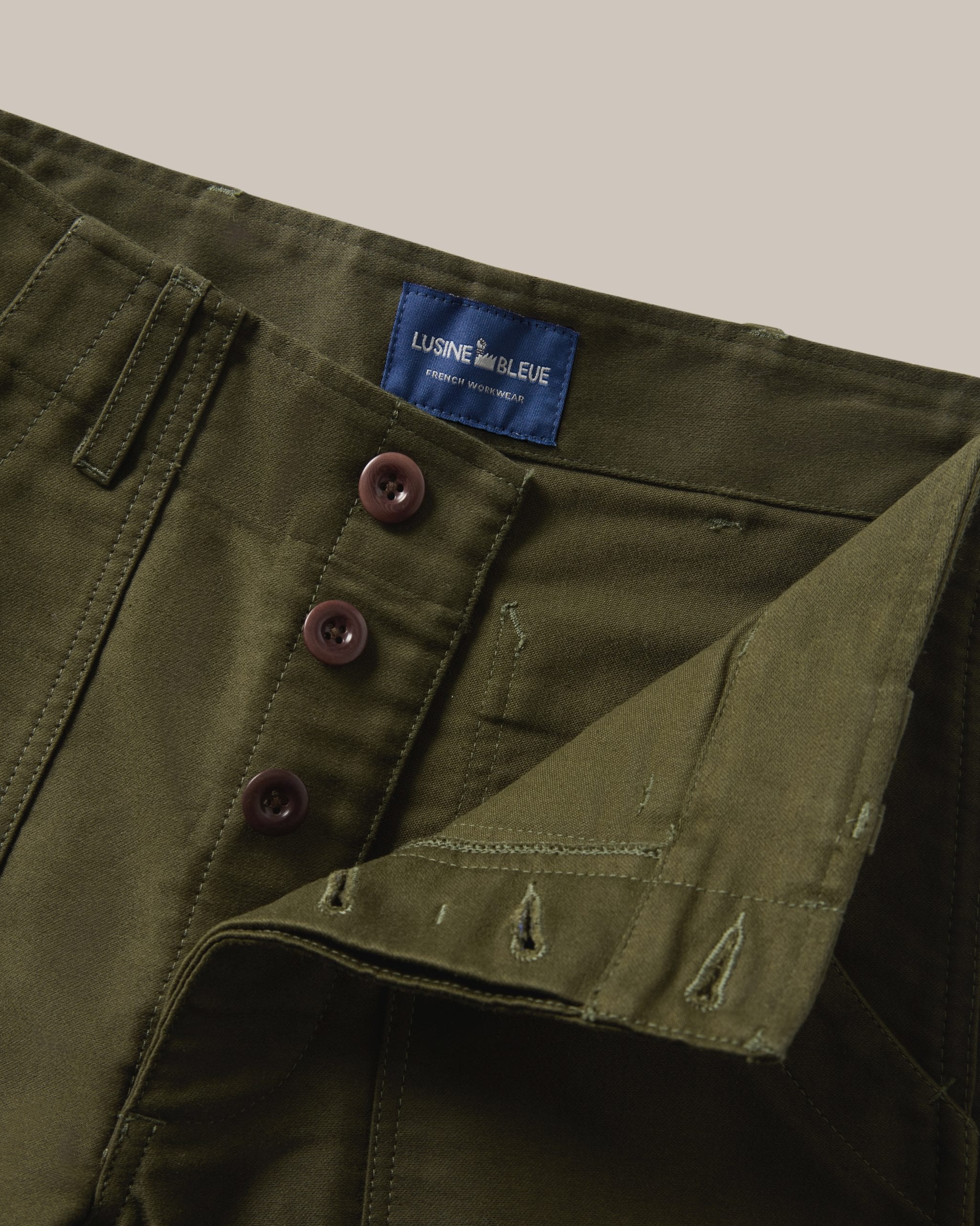 L’Usine Bleue Moleskin Work Pants - Khaki Green - Image 2