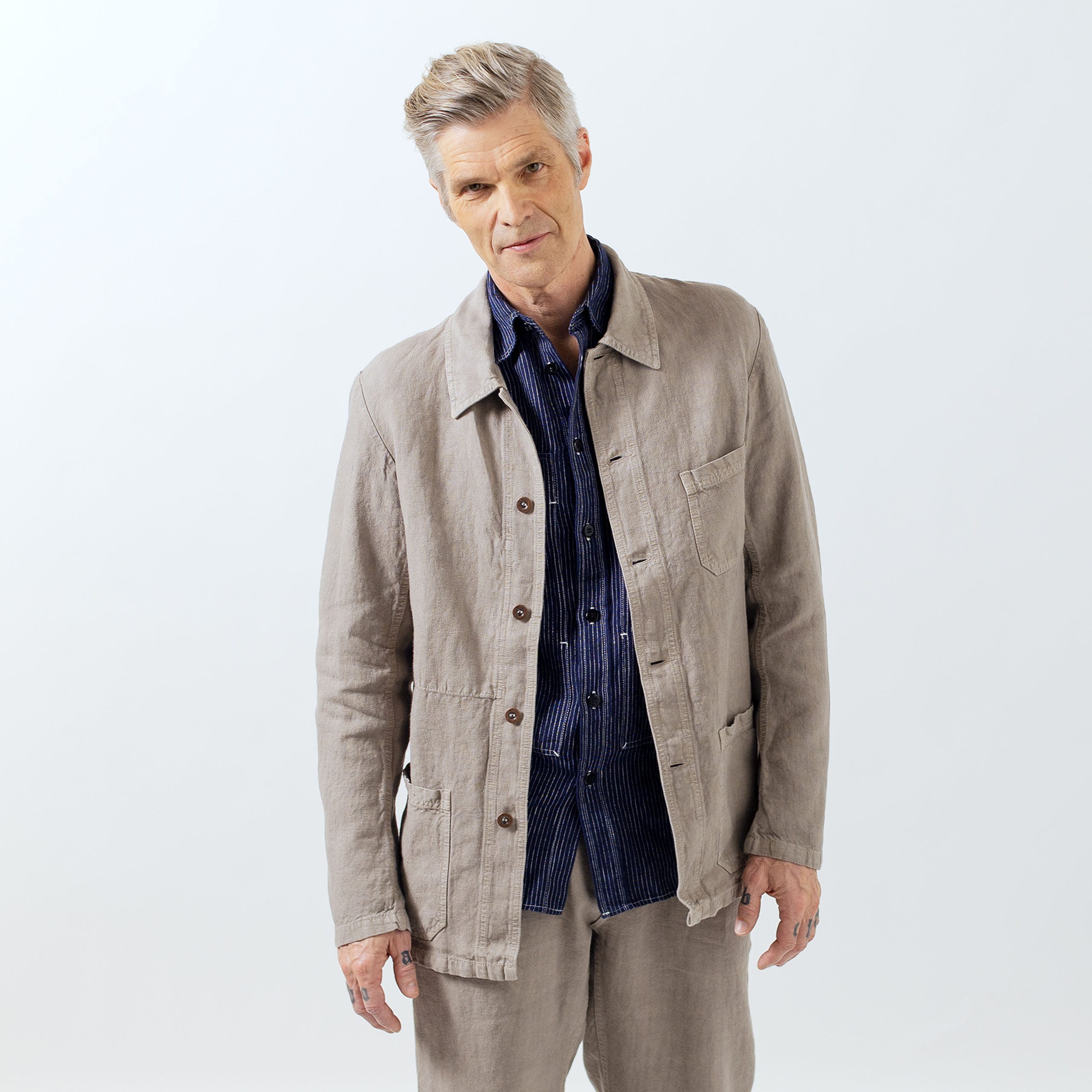 Vetra Heavy Linen Craftman Jacket – Natural Grey - Image 2