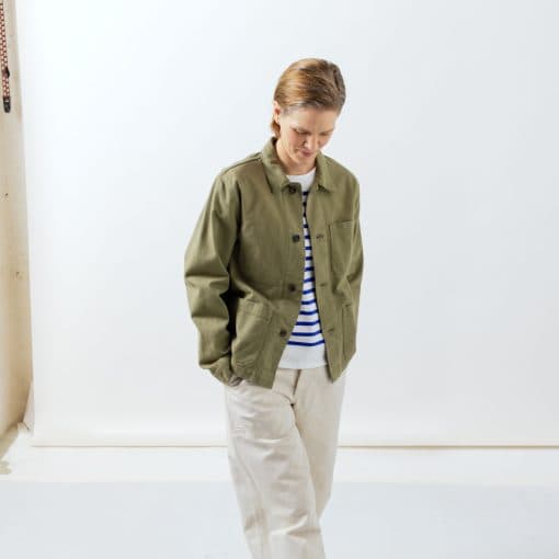 L’Usine Bleue Coltin Work Jacket Light Green - Shorter Sleeves Version
