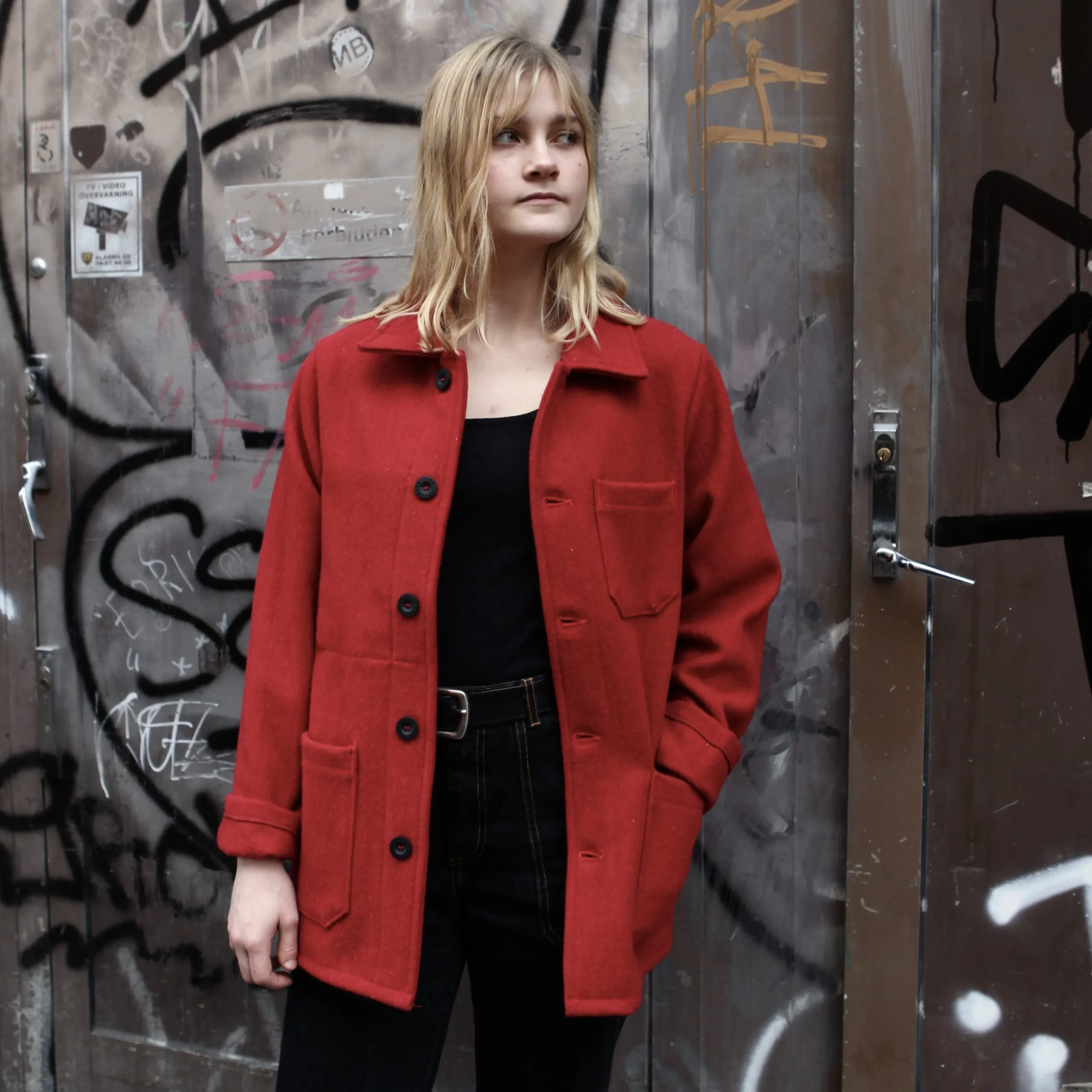 Le Laboureur Woolen Jacket RED - Image 4