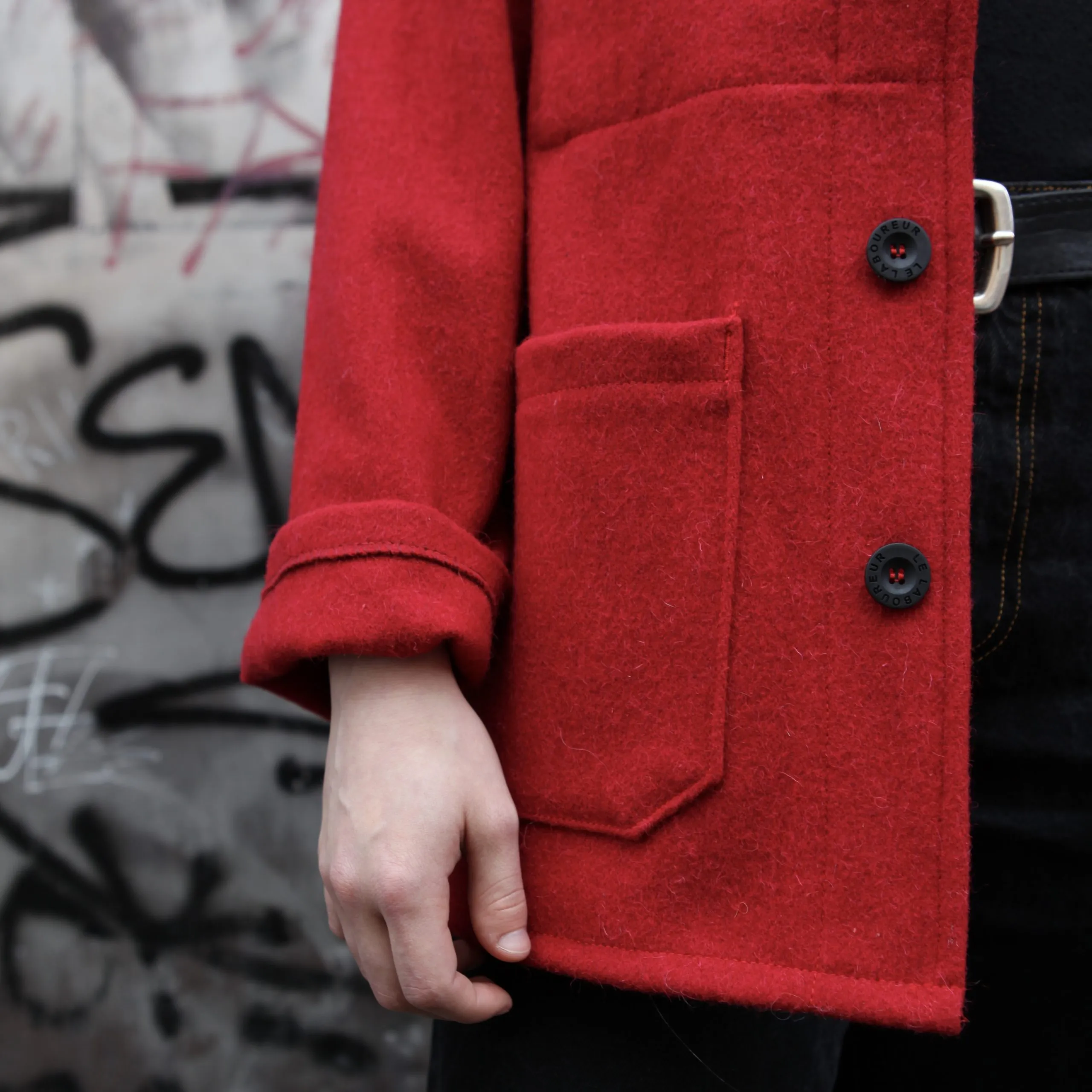 Le Laboureur Woolen Jacket RED - Image 5