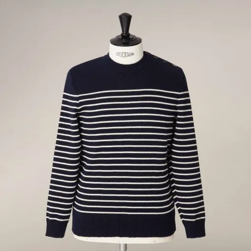 Marinier Wool Sweater Stripe Navy/Sand