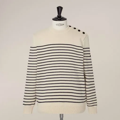 Marinier Wool Sweater Stripe Sand/Navy